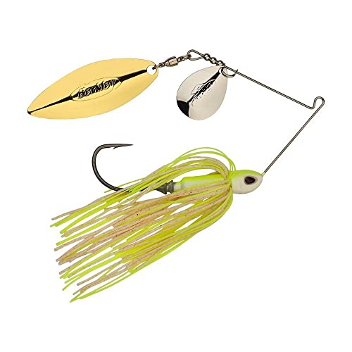 Berkley Power Blade Compact Fishing Spinnerbaits - color: White Chartreuse/Silver + Gold, size: 1 oz - Colorado Willow