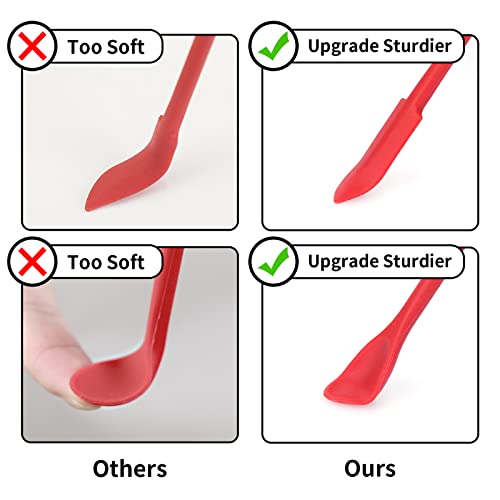 Mini Spatula Silicone Spatula Set - Cuttte 2pcs Small Makeup Scrapers for Cosmetics, Reusable Beauty Tiny Tools, Thin Jar Scraper, Get Last of Makeup Out, Black and Red