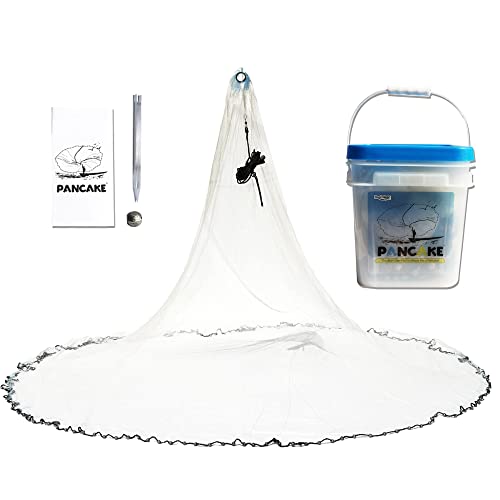 BasicGear Pancake Cast Net – Heavy-Duty 1.0+ lb/ft Weights, 4ft to 12ft Radius, Multiple Mesh Sizes, Pro Grade, Freshwater & Saltwater - size: 12ft Radius, style: 1.25 Lb, 1/2" Sq Mesh