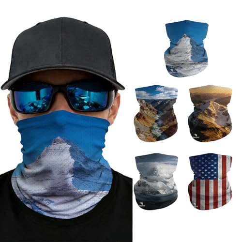 Summer Cooling Neck Gaiter UV 50+ Sun Protection Breathable Mesh Face Mask - color: 5pcs-snowmountain