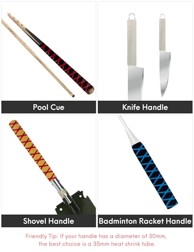 Accering X-Pattern Waterproof Fishing Rod Wrap (φ25mm, Black & Red) | Waterproof, Flexible fishing rod wrap (L3.3ft, Shrink Ratio: 1.8:1) for bare metal handle & golf clubs. - color: Black & Red, size: φ25mm, L3.3ft