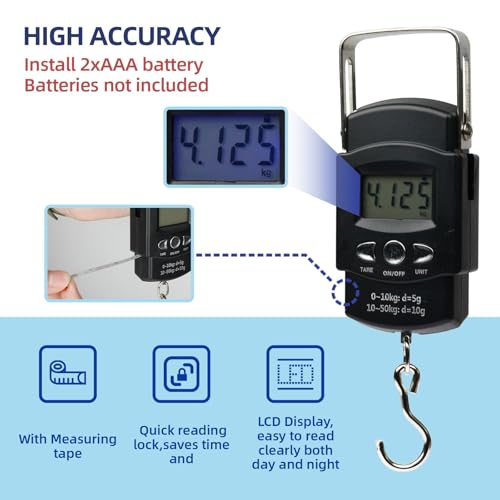RAWILL Fishing Kit,Filleting Knife,Hook Remover,Fish Grip, Line Cutter,Fishing Scale, Pliers with Lanyards,Not Include Batteries - color: Red 1