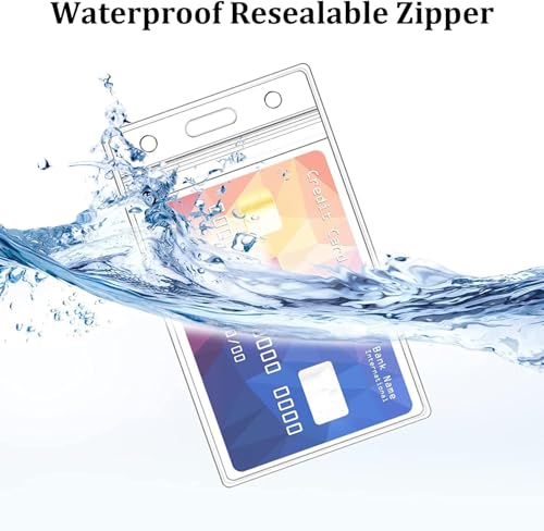 12 Pack Extra Thick ID Card Name Badge Holder Heavy Duty Waterproof Clear Plastic PVC Vertical Sleeve Pocket Resealable(Clear,)- - color: Clear, size: 12 Pack - Vertical
