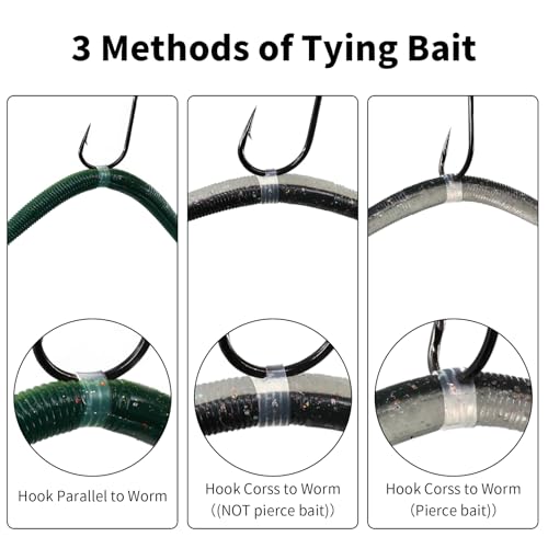 FishTrip 200/210pcs Silicone Wacky Worm O-Rings with Tool for Fishing Rigs | Silicone Bait Saver O-Rings, Protects Baits Wacky Rig for Senko Soft Plastics Worms Stickbaits for Bass Fishing Neko Rig - style: Large_200pcs