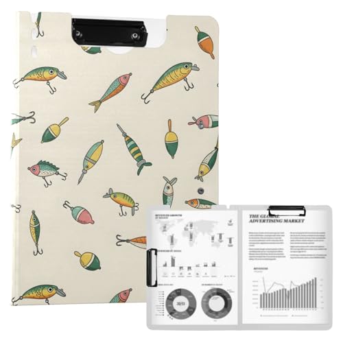A4 Foldable Clipboard Folder with Double Clips Metal Clip, Pen Holder, 360 Degree Foldable Storage Clipboards Fishing Lures Binder File Folder for Office,Nursing,Work,