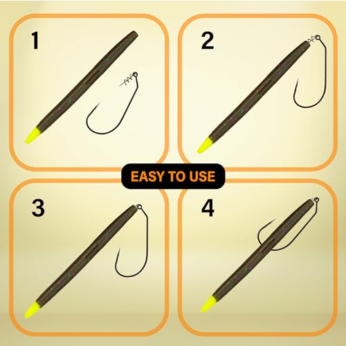 Reaction Tackle Swimbait Hooks for Bass Fishing - Soft Plastic Fishing Hooks with Centering Spring pin for Soft Plastic Swim Baits and Worm Lure Baits - size: #2/0