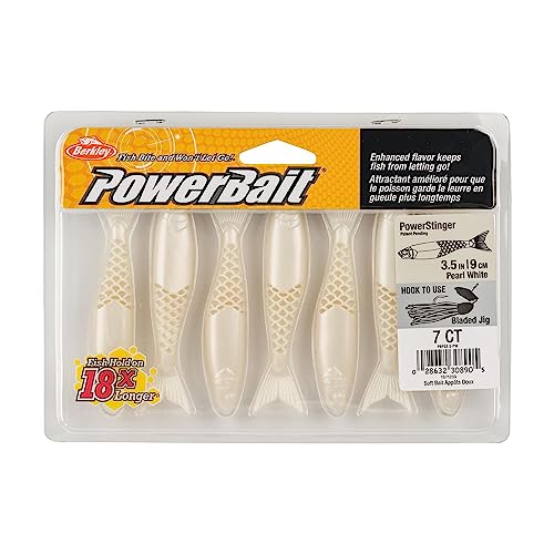 Berkley PowerBait PowerStinger Fishing Soft Bait - color: Pearl White, size: 3 1/2"