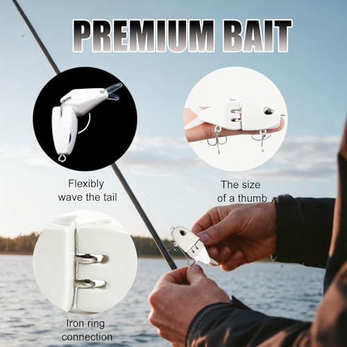 2Pcs Mini Glide Bait for Bass Fishing,Slow Sinking Fishing Lure,Freshwater Saltwater Multi Jointed Swimbait Wobbler,for Amazing Fishing Gear Gifts for Family - color: White