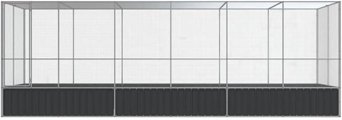 Large Metal Heavy Duty Walk-in Aviary Cage with Extension, Ample Activity Space Bird Cage with Lockable Door Also for Chickens and Rabbits, Silver 246.1"x81.5"x83.5" Steel,-413