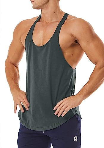 Men's Workout Quick Dry Soft Gym Bodybuilding Stringer Tank Tops - color: Gray, size: Large