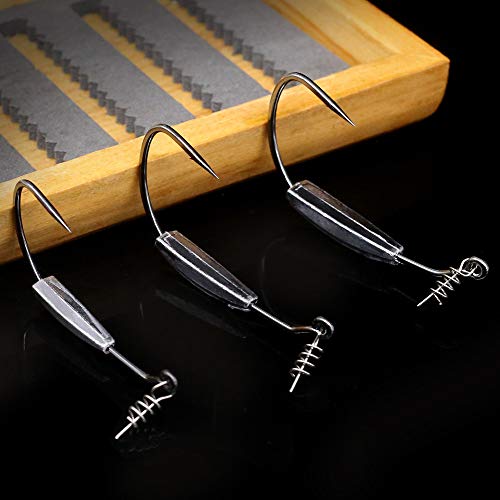 Weighted-Swimbait-Hooks-Jig-Heads-Soft Plastic Worm Fishing Hooks 3/0 4/0 5/0 6 Pack - size: Size 4/0,3/16oz 5.4g, 6-pack