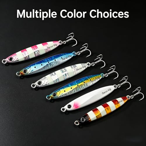 Saltwater Fishing Lures Metal Jigs Vertical Jigging Lure with Treble & Double Assist Hooks, 35-100g 6 pack Laser Glow Spoon Speed Sinking Slow Pitching Jig Offshore Targeting Tuna Mahi-Mahi Yellowtail - size: 100g/3.53oz
