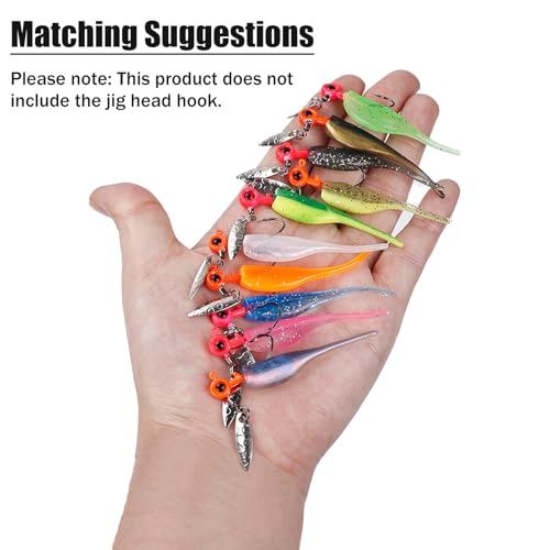 Crappie Lures Soft Plastic Baits Fishing Lures FS/RE-02 | Natural swimming action, soft plastic, 10 condition-matched colors, bulk pack for crappie bass catfish - style: 100pcs