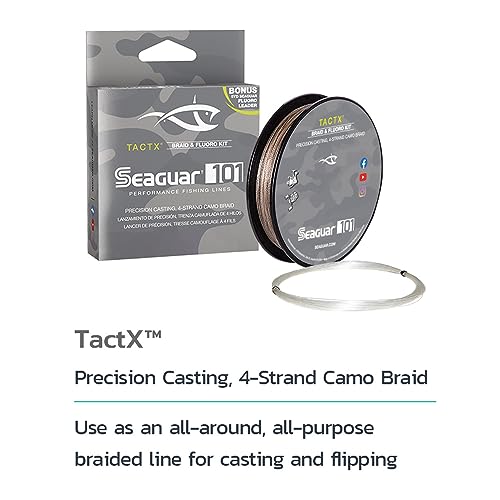 Seaguar TactX Braided Fishing Line & Fluoro Kit, with Free Leader - size: 40lbs/150yds