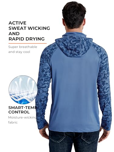 Rodeel UPF 50+ Men’s Long Sleeve Performance Fishing Hiking Shirt with Mask UV Neck Gaiter Hoodie - color: A1.5pack：black,grey,blue,green,brown, size: 3X-Large