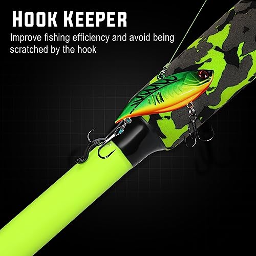 Sougayilang IM7 Graphite Fishing Rod – 2-Piece Casting & Spinning, Medium/Medium Heavy Power, Stainless Steel Guides with Zirconium Rings, EVA Handle & Hook Keeper for Bass, Trout, Walleye, Catfish - color: green, size: Spin-7'00''-2pcs-MH