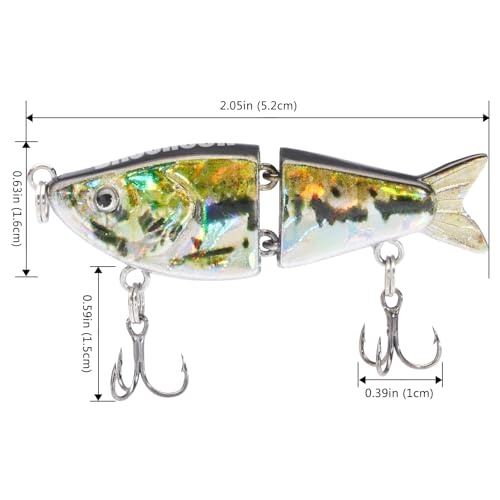 BASSROCK Top Water Tiny Swimbait Bass Fishing Lure Single Jointed Hard Bait 2.05” 5/32oz - color: One Piece - Golden Carp