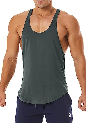 Men's Workout Quick Dry Soft Gym Bodybuilding Stringer Tank Tops - color: Gray, size: Large