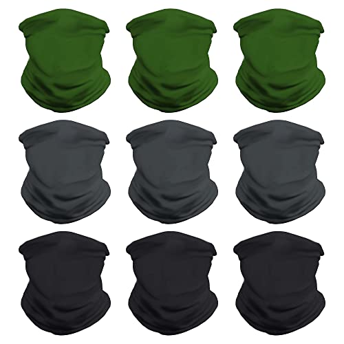 VCZUIUC Neck Gaiter Face Cover Mask Balaclava for Men and Women - color: 9pcs Solid-a, size: One Size