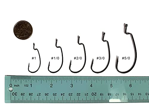 Angler's Grotto EWG Offset Shank Worm Hook | 15/25 Count Per Pack | Freshwater Saltwater Fishing Hooks | High Carbon Steel Extra Strength | Size #1#1/0#2/0#3/0#4/0#5/0 - size: Size #2/0, 15 Count