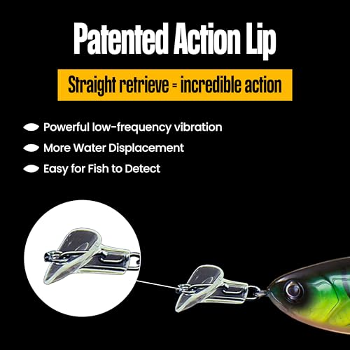 Headbanger Cranky Shad Slow-Sink Hard Lure (2-1/2", 3", 4" & 5") – Patented Erratic “Headbanging” Action Crankbait for Freshwater Bass, Walleye & Perch – 1/3 oz with Premium VMC Hooks - color: Ghost Shad, size: 3"