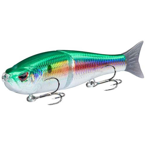 Bassdash SwimShad Glide Baits Jointed Swimbait Bass Pike Salmon Trout Muskie Fishing Lure,3-Pack - color: Black/Silver +Gizzard Shad +Sardine, size: 7in/2.2oz