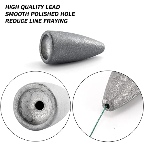 Dr.Fish 50 Pack Bullet Fishing Sinkers Worm Weights Lead Fishing Weights Bass Fishing Sinker Freshwater Texas Carolina Rig Punch Shot - size: 3/8oz-50 Pack
