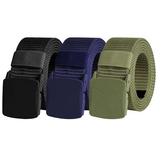 UNGGJKB Men's Tactical Belt, Nylon Casual Elastic Belt, Work Belt That Can Be Cut And Adjusted - color: Blue/Green/Black