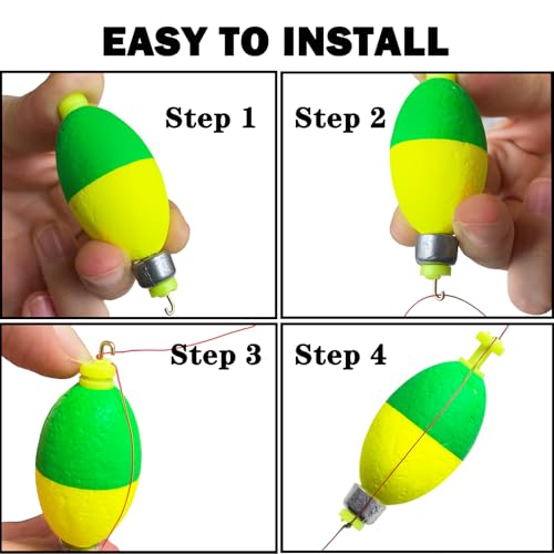 12 Pcs Fishing Bobbers Floats,Snap-on Fishing Bobber Fishing Float Corks Weighted Bobbers for Fishing Crappie Panfish Bluegill Trout - size: Ball