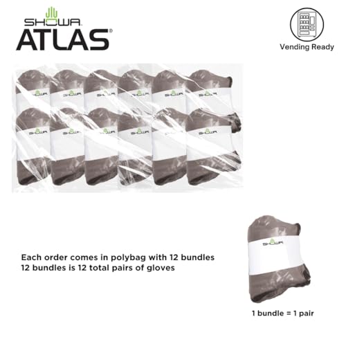 SHOWA Atlas 620 Double-Dipped PVC Chemical Resistant Gloves, Rough Finish Grip, Seamless Cotton Liner - size: Large, style: Vending 12-pack