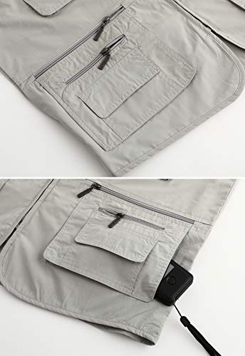Spanye Mens Fishing Vest Multi Pocket Vests Safari Travel Photo Work Jacket Alive Outerwear - color: Beige, size: 3X-Large