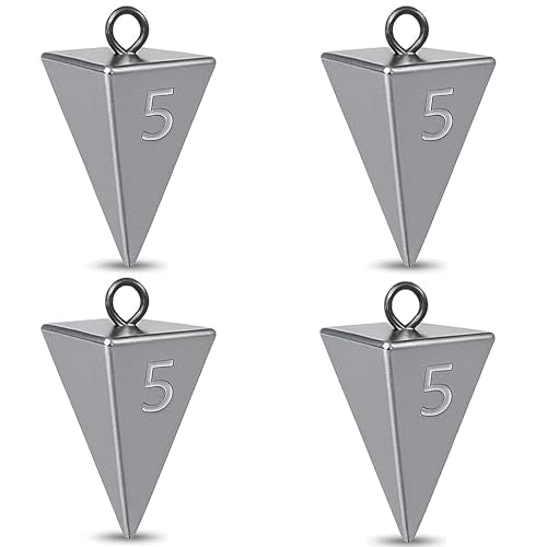 Pyramid Sinkers for Surf Fishing – Lead Fishing Weights, No-Roll Bottom Hold - style: 5oz-4pcs