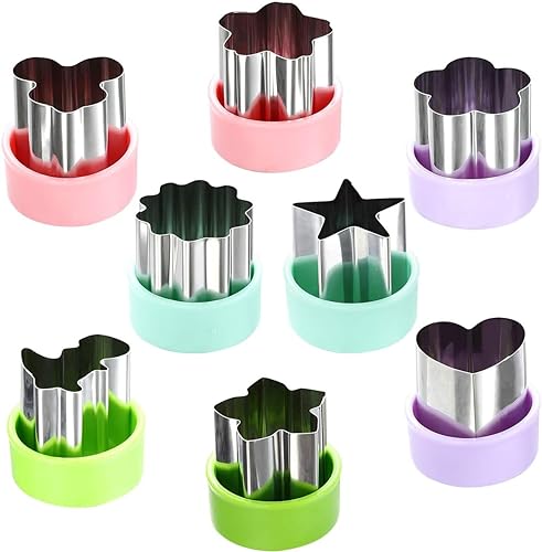 Vegetable Cutter Shapes Set (8 Pack) – 1.5" Stainless Steel Mini Cookie & Fruit Cutters for Kids, Bento Lunch, Sandwich, Fondant, Cheese, Baking & Food Prep