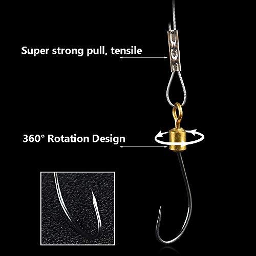 Dyxssm Fishing Hooks with Leader Rigging, Fishing Hook Line Stainless Steel Fishing Rigs Wire and Rig Hooks - size: 4/0#, style: Style-b: 3 Hooks Rig