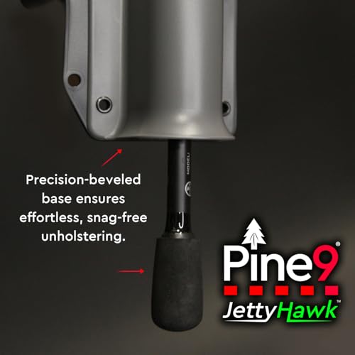 JettyHawk Fishing Rod Hip Holster, Hands-Free Quick-Draw Holder, Fits 1.5-2" Pole, for Spinning, Baitcaster, Centerpin & Surf Rods, Wading & MOLLE Belts - color: Zombie w-Black Belt Clip