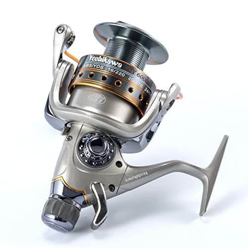 Yoshikawa Baitfeeder Spinning Reel Fishing 5.5:1 11 High Power Stainless Ball Bearings 30Lb Drag Right Left Hand Saltwater Freshwater Reversible Front Rear Drag Live Liner 3000-6000 - style: 6000