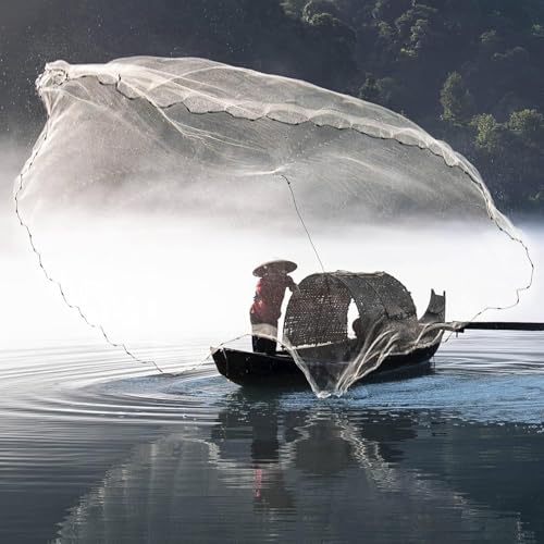 Lawaia Cast Net with Lead Sinkers Fishing Throw Nets Hand Castnet Shrimp Bait Traps 1/2 inch Mesh for Freshwater Saltwater with 3ft/4ft/5ft/ 6ft/ 7ft/ 8ft/ 9ft/ 10ft/ 11ft/ 12ft Radius - size: 8FT Radius