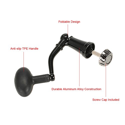 Spinning Reel Handle Aluminum Alloy Rotary Knob Foldable Power Handle for Fishing Spinning Reel Replacement Handle Nonslip Grip
