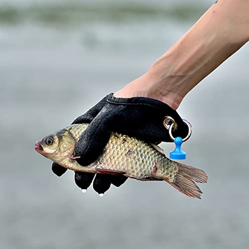 Professional Fishing Gloves,Catch Fish Gloves with Magnet Hooks, Anti-Slip Fishing Gloves Protects Hand (Black) - color: Right