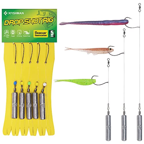 Drop Shot Rigs for Bass Fishing Ready Rig with Hooks and Sinker Weights - color: Hook Size 2-Weight 1/4 oz-Qty 5
