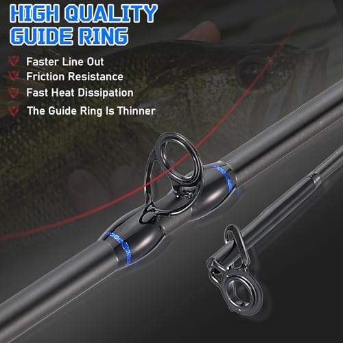 Sougayilang Baitcaster Combo – 8.1:1 High-Speed Reel, 18.5LB Drag, 9+1 Bearings, IM7 Graphite 2-Piece Rod, 6‘/7’ M Power for Bass Fishing - color: Left-7'0''