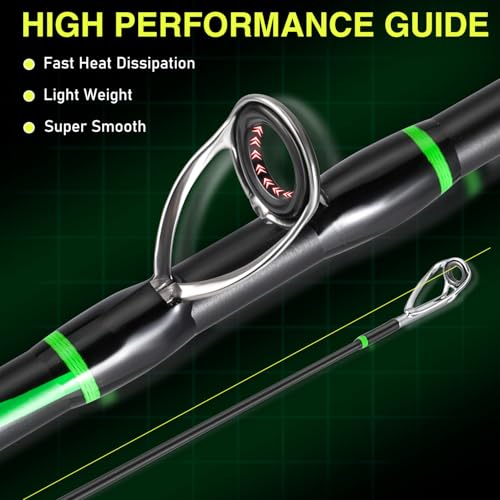 One Bass Fishing Rod Reel Combos, Spinning & Casting Combo, Graphite 2Pc Blanks, Stainless-Steel Guides, Super Polymer Handle - color: Casting Combo-Left Handed, size: 7'0"