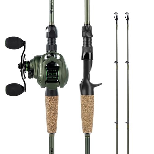 KastKing Spartacus II Twin-Tip Fishing Rod and Reel Combo, Spinning & Casting Combo, Fishing Poles and Reels Combo, KastFlex IM6 Graphite Blanks, 2-Piece Rods with Extra Tip - style: Cast-7'6'' H- Left Handed (2 Pcs+ Extra Tip)