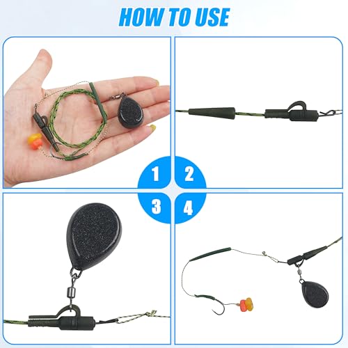 Carp Fishing Weights Sinkers, 4/8pcs Coated Tapered Flat Pear Fishing Sinkers with Swivels for Carp/Coarse Fishing Tackle 3 Colors - style: Green-4pcs