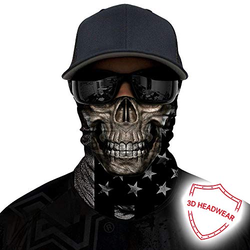 Obacle Neck Gaiter Face Mask Bandana for Dust Wind Sun Protection for Men Women - color: Skull Brown Face