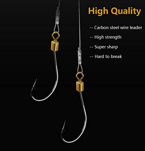 Dyxssm Fishing Hook and Leader, Fishing Rig Hooks with Wire Line Leader - size: 10#