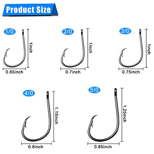 Inline Circle Hooks Saltwater, 100pcs Saltwater Fishing Hooks High Carbon Steel Fish Hook Straight Eye Octopus Hook for Catfish - size: 100PCS 7/0