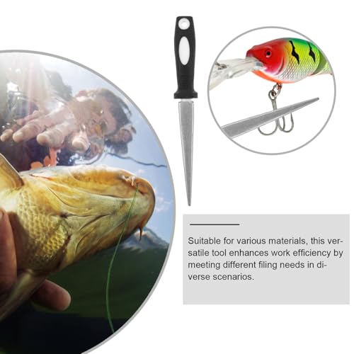 balacoo Multi-Functional Fishing Hook Sharpener with Adamas Half Round File, Portable Fish Hook File with Chain for Outdoor Use, Stable Performance Black Grinding Tool