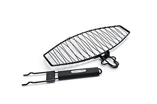 GrillPro 21015 Detachable Handle Fish Basket, Chrome - style: Fish Basket