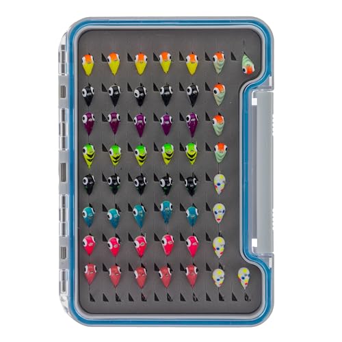 Reaction Tackle Tungsten Ice Fishing Jigs, Tear Drop Jig Heads that Glow with UV Light for Panfish, Crappie, Walleye, Perch, Trout and Bluegill - color: 50-pcs Variety Kit (+case), size: 5 mm